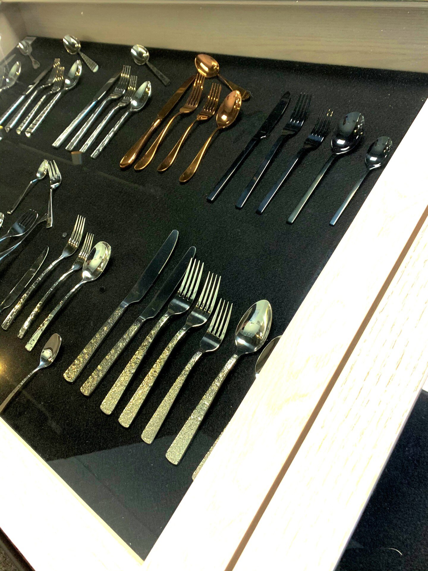 Flatware display in the Boston Showcase Company showroom