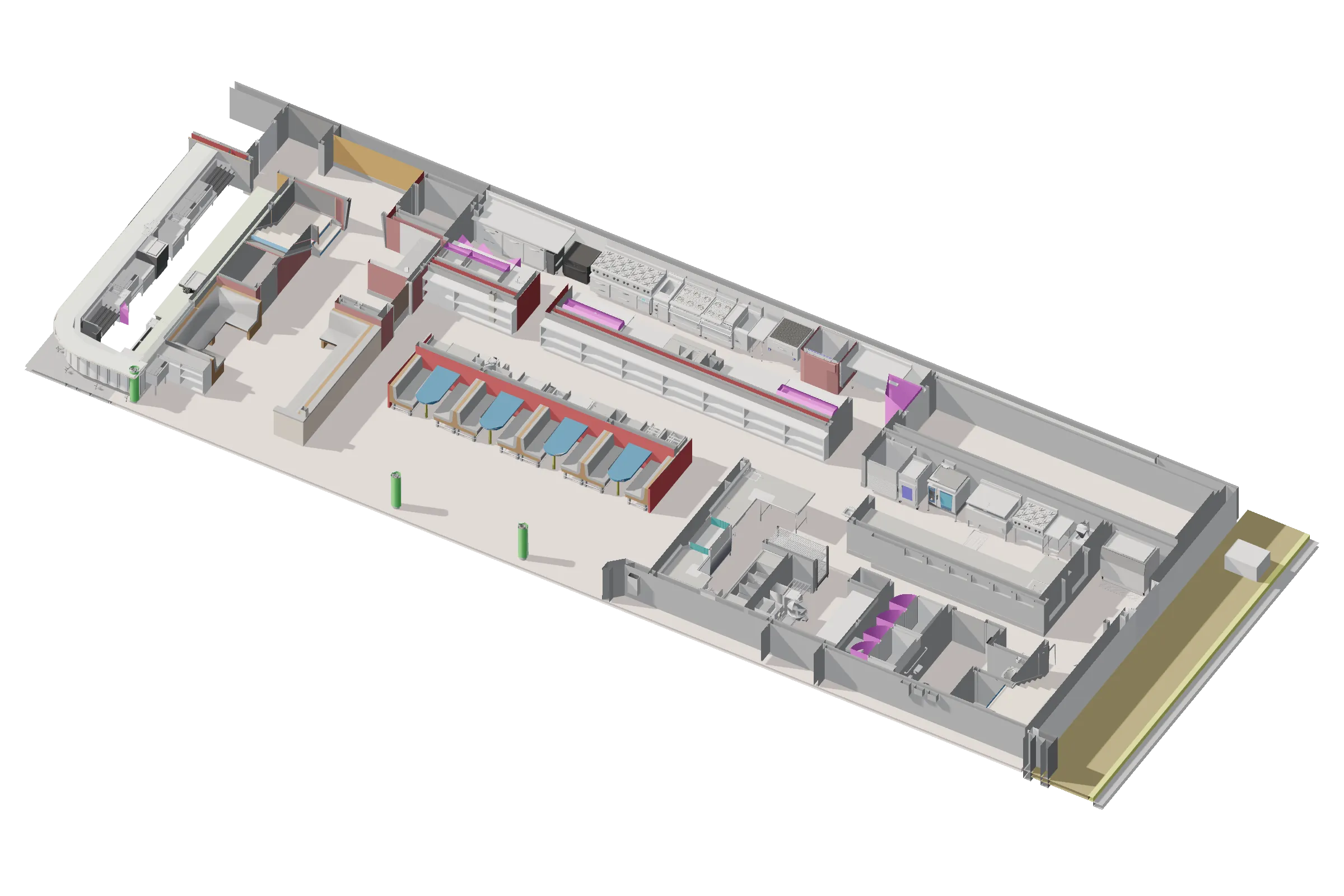 Avvio, Millbury, MA: the kitchen as modelled in Revit, seen from above